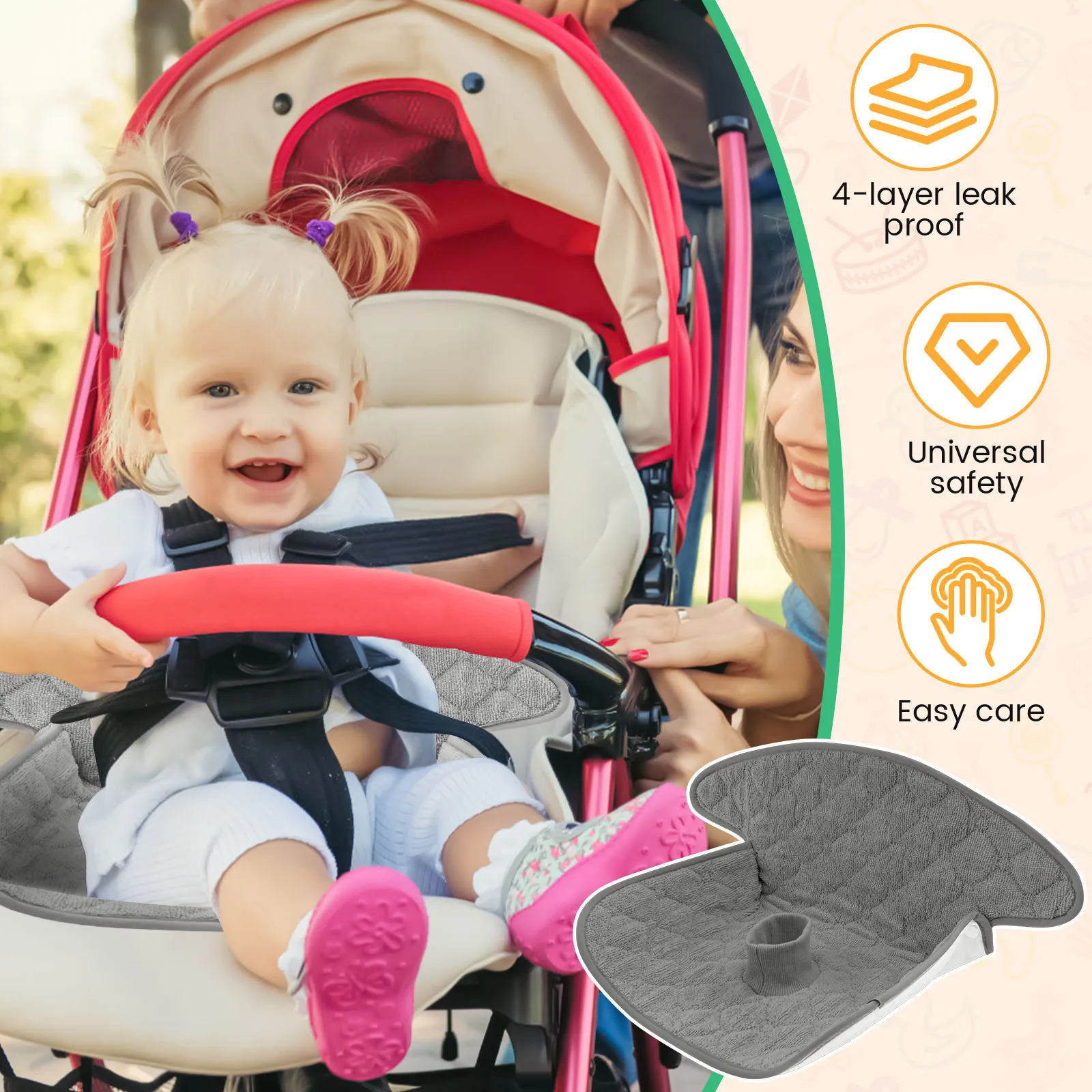 2 Pcs Baby Piddle Pad Polyeste - огляд і ціна Infant Car Seat Cover